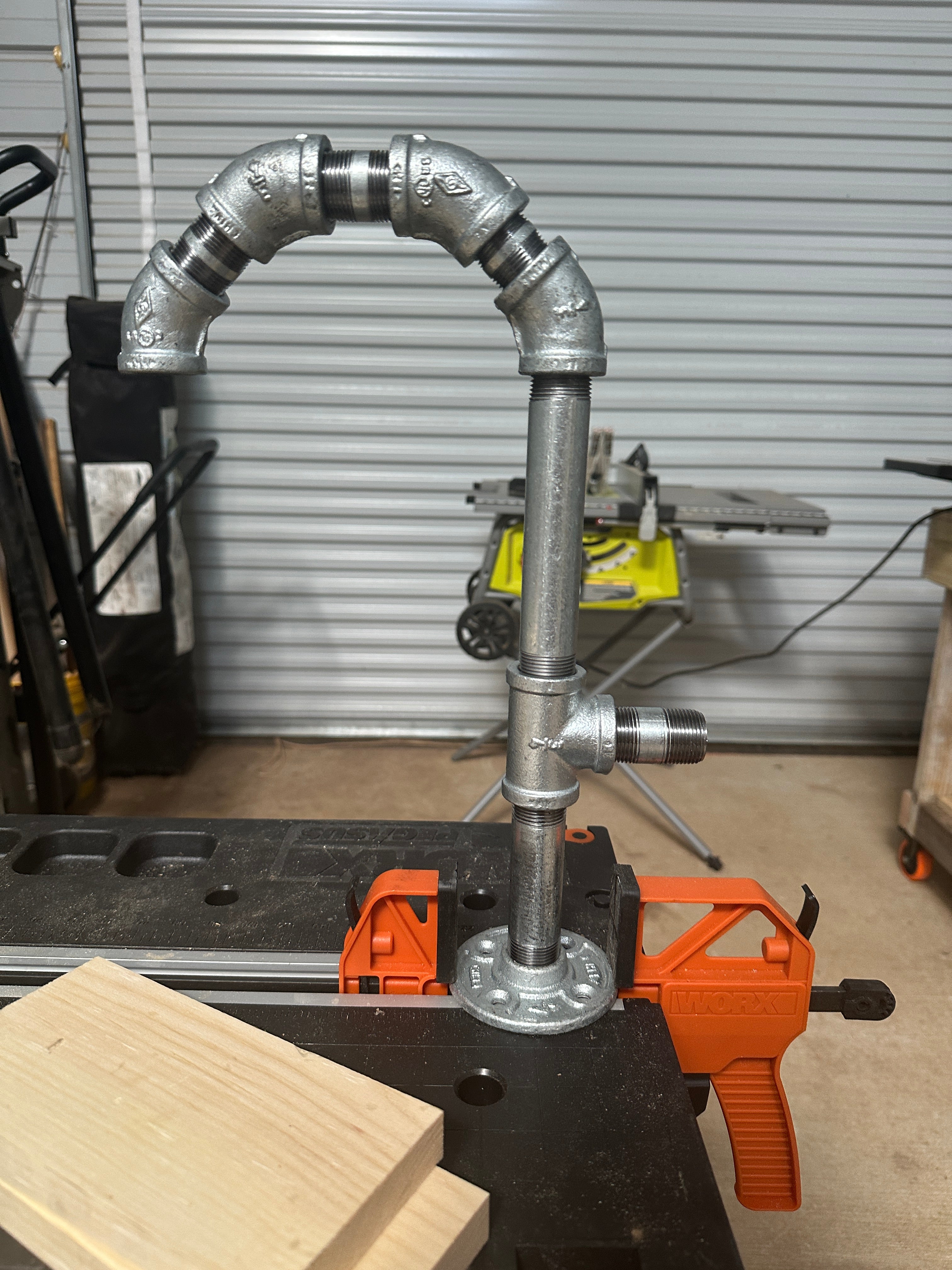Galvanized Pipe Lamp with USB Charging Station